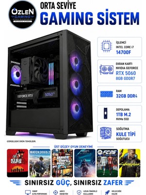 Özlen X73 İ7 14700F RTX 5060 8GB 32GB RAM 1TB M.2 SSD Oyuncu Bilgisayarı