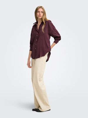 Only Onlzazıma L/s Loose Shırt Wvn Noos 15272523 Kadın Oversize Gömlek