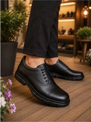 BEREN Erkek Hakiki Deri Klasik Ayakkabı Ortopedik Taban Bağcıklı Günlük Casual Office