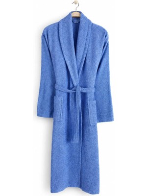 Rozet Tekstil Mavi 3XL Büyük Beden Şalyaka Cepli Bornoz Pamuklu Hamam Sauna Banyo Battal Kadın Erkek Unisex 3xl 4xl Bornoz