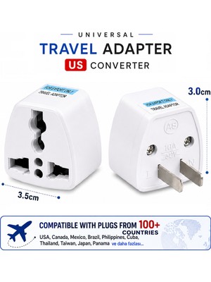 Anktek Universal Seyahat Priz Çevirici Dönüştürücü 100+ Ülke Prizini 40 Ülkeye Çevirir Us Plug