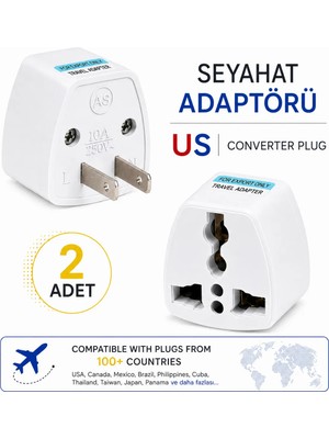 Anktek Universal Seyahat Prizi Çevirici Dönüştürücü Priz 100+ Ülke Prizini 40 Ülkeye Çevirir Us Plug