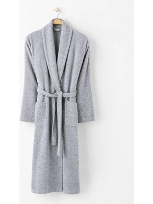 Rozet Tekstil Gri 4XL Büyük Beden Şalyaka Cepli Bornoz Pamuklu Hamam Sauna Banyo Battal Kadın Erkek Unisex 3xl 4xl Bornoz