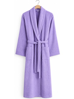 Rozet Tekstil Lila 4XL Büyük Beden Şalyaka Cepli Bornoz Pamuklu Hamam Sauna Banyo Battal Kadın Erkek Unisex 3xl 4xl Bornoz