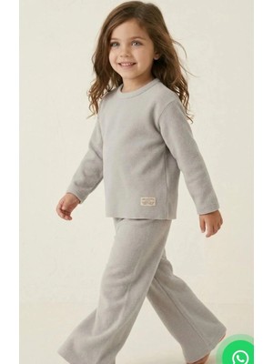 Queen Kids CNS70 Kız Çocuk Yumoş Ikili Takım Gri