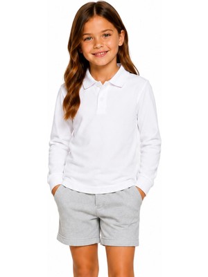 Mavimoure Unisex Pamuklu Düz Dokuma Polo Yaka Okul T-Shırt