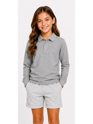 Mavimoure Unisex Pamuklu Düz Dokuma Polo Yaka Okul T-Shırt