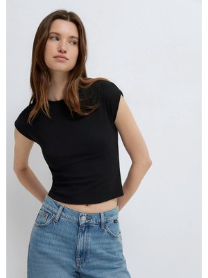 Mavi Kadın Kısa Kollu Basıc Tişört Siyah 1613809-900
