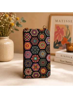 Eos Kolektif Taba Mandala Desenli Goblen Çapraz Telefon Çantası
