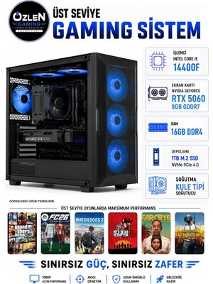 Özlen X75 İ5 14400F RTX 5060 8GB 16GB RAM 1TB M.2 SSD Üst Seviye Oyuncu Bilgisayarı