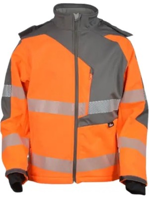 Vizwell VWJK267 Reflektörlü Softshell Teknik Iş Montu | Su Geçirmez, Nefes Alabilir, En Iso 20471 Class 2, Kapüşonlu Profesyonel Iş Montu
