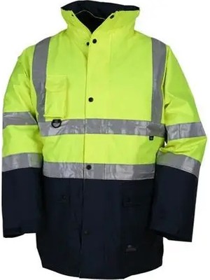 Vizwell™ VWJK05 Reflektörlü Iki Renkli Parka | 300D Oxford Su Geçirmez, Soğuk Hava Koruması, Yüksek Görünürlük Iş Montu
