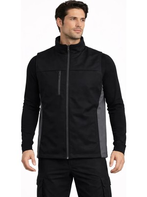 Ayışığı Softshell Yelek – Rüzgar Geçirmez, Isı Yalıtımlı, Fermuarlı, Siyah, Iş Yeleği
