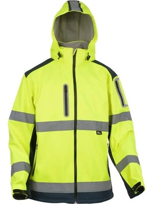 Vizwell VWJK177 Reflektörlü Softshell Mont | Su Geçirmez, Nefes Alabilir, En Iso 20471 Class 2 Yüksek Görünürlük Iş Montu