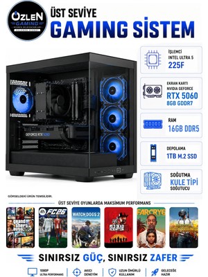 Özlen X78 ULTRA 5 225F RTX 5060 8GB 16GB DDR5 RAM 1TB M.2 SSD Üst Seviye Oyuncu Bilgisayarı