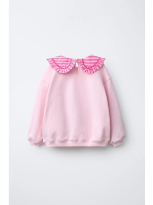 La'ciel Paris La Ciel Paris Kız Çocuk Bebe Yaka Sweatshirt Pembe