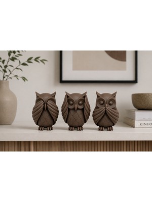 3DLAB 3D Baskı Baykuş Figür Seti – 3’lü Dekoratif Baykuş Biblo