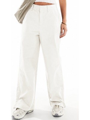 Nike Sportswear Collection Mid Rise Twill Trousers Kadın Çıt Çıt Yırtmaç Paçalı Eşofman Altı Kırık Beyaz