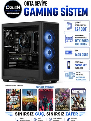 Özlen X84 İ5 12400F RTX 5050 8GB 16GB RAM 500GB M.2 SSD Oyuncu Bilgisayarı