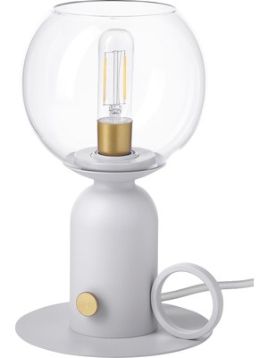 IKEA Modern Gri Abajur 24 cm - Şık Ev Ofis Dekoratif Aydınlatma - Modern Tasarım