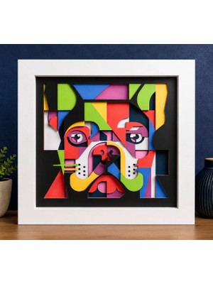 Rokh 🎨 Katmanlı 3D Köpek Tablosu 25X25 cm | Renkli Mdf Duvar Dekoru | Modern Hediyelik Üç