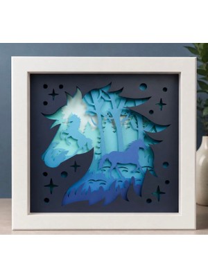 Rokh 🐴 At Temalı Katmanlı Dekoratif Tablo | 25X25 cm 3D Mdf Duvar Dekoru | At Severlere Özel Hediyelik