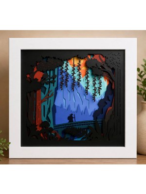 Rokh 🌲 Katmanlı 3D Orman Manzarası Tablo | 25X25 cm Mdf Duvar Dekoru | Doğa ve Macera Temalı Hediyelik