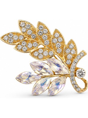 Serelya Gold Renk Zirkon Taşlı Başak Model Broş