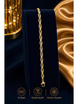 Aks Gold 14 Ayar Altın Hallow Bileklik 3,90 Gram 18,5 cm