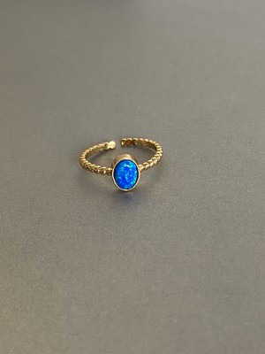 Altın Kaplama Mavi Opal Yüzük