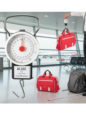 TeknoKapsül 22 KG/50LB Kancalı Tartı Aleti 1 Metre Mezuralı Askılı Balıkçı Terazisi