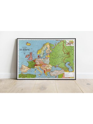 Happy Trend Pegziz PGZZNM3257 Avrupa Haritası Sanatsal Duvar Dekorasyon Poster 60X90CM.