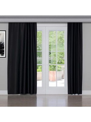 Happy Trend Gauze Fabric Design Blackout Siyah Karartma Özellikli Fon Perde 150 x 250