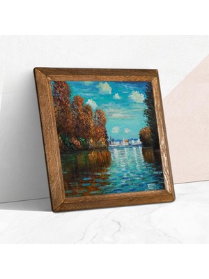 Happy Trend Pinecone Claude Monet Sonbahar Taş Duvar Tablosu - Ahşap Çerçeveli Taş Tablo - 25X25 cm - Dekoratif Duvar Sanatı - Modern Ev ve Ofis Duvar Dekoru W1-254