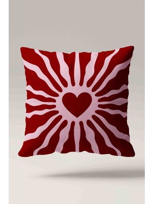 Luvis Store Sunburst Love Kalp Desenli 2'li Çift Taraflı Dekoratif Kırlent Kılıfı Seti