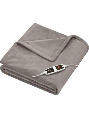 Happy Trend Beurer Hd 150 Xxl Elektrikli Battaniye, Otomatik Kapanmalı Elektrikli Battaniye, 200 x 150 Cm, 6 Sıcaklık Kademesi, Makinede Yıkanabilir, Yumuşak Battaniye, Boz Kahverengi