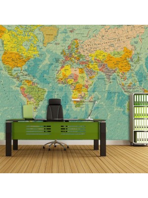 Happy Trend Plustablo Türkçe Dünya Haritası Poster Duvar Kağıdı 105X157 Cm.