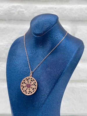 Livora Jewelry 925 Ayar Gümüş Zirkon Taşlı Rose Renk Kar Tanesi Kadın Kolye