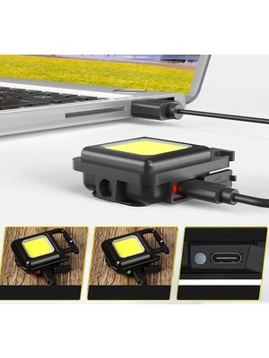 Happy Trend Taşınabilir LED Çok Fonksiyonlu Fener, Yüksek Lümen, Cob Anahtarlık, Dış Mekan Için Şarj Edilebilir Acil Durum Işığı, Mini Kamp Feneri
