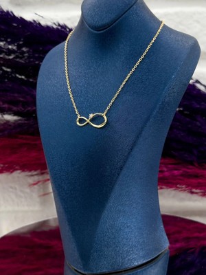 Livora Jewelry 925 Ayar Gümüş Gold Kaplama Sonsuzluk Zarif Kadın Kolye