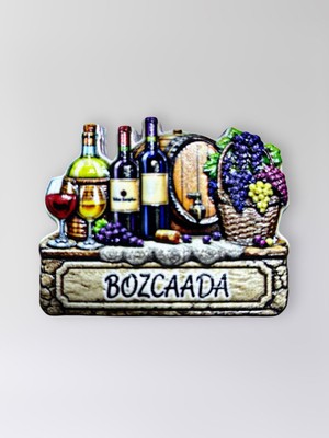 Mundy Bozcaada Polyester Kabartmalı Magnet 6,5 cm x 5,5 cm Dekoratif Hediyelik Buzdolabı Süsü (KOD:1830)