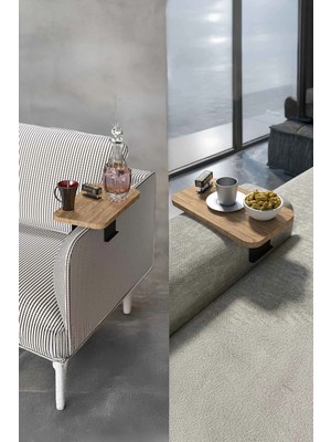 Quattro Home Koltuk Yanı Tepsi Sehpa Seti Kahverengi 2'li