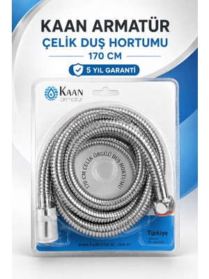 Kaan 170 cm Çelik Örgülü Duş Hortumu – 3 Uçlu, 5 Yıl Garantili