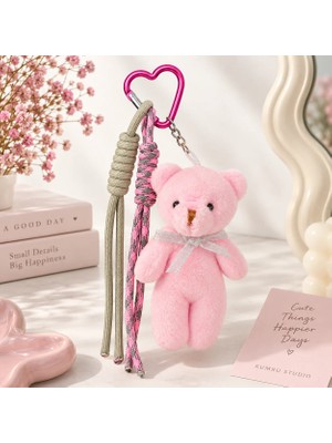 Kumru Studio Pembe Ayıcık Gri-Pembe Ipli Çanta Charmı