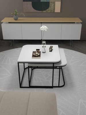 Quattro Home Beyaz Ikili Orta Sehpa Seti