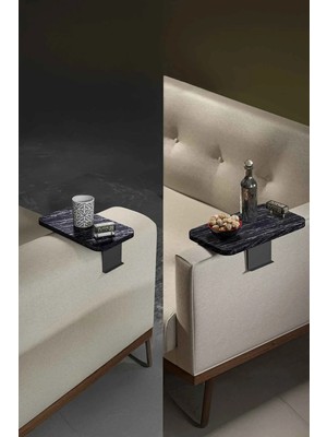 Quattro Home Siyah Koltuk Yanı Tepsi Sehpa Seti 2'li