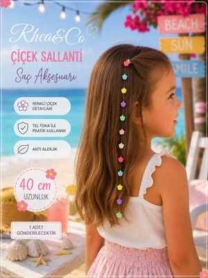 Rhea & Co. Renkli Çiçek Boncuklu Çocuk Saç Süsü - 40 cm