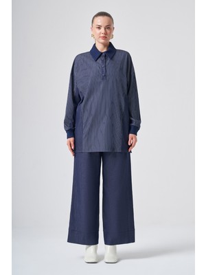 Nuss 1040 Çizgili Polo Yaka Pantolonlu Takım