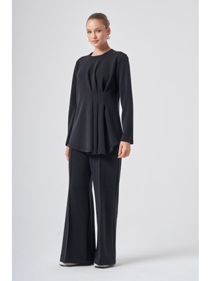 Nuss 1044 Bel Pile Detaylı Pantolonlu Takım