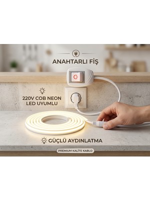 Yeo Aydınlatma 220V Neon Cob Anahtarlı Fiş Kablosu